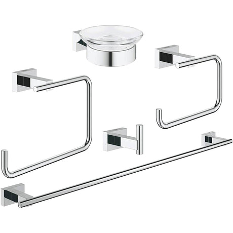 Grohe Bathroom Accessories Grohe Essentials Cube Master Bathroom Accessories 5 in 1 Set