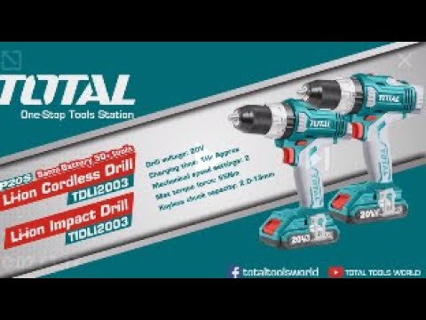 Total Lithium-Ion Impact Cordless Drill 20V with Two Batteries - TIDLI20012