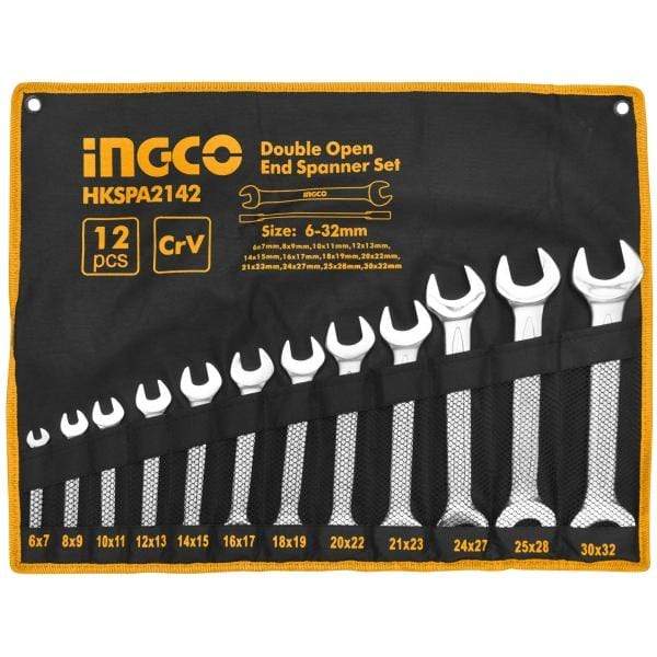 Ingco Wrenches Ingco 12 Pieces Double Open End Spanner Set - HKSPA2142