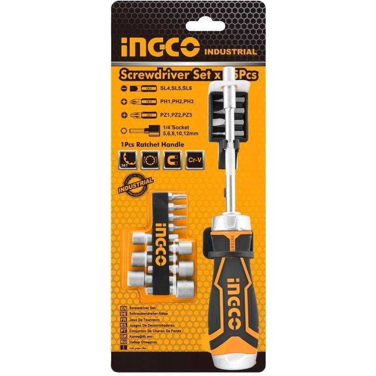 Ingco Screwdrivers Ingco 15 In 1 Ratchet Screwdriver Set - AKISD1508