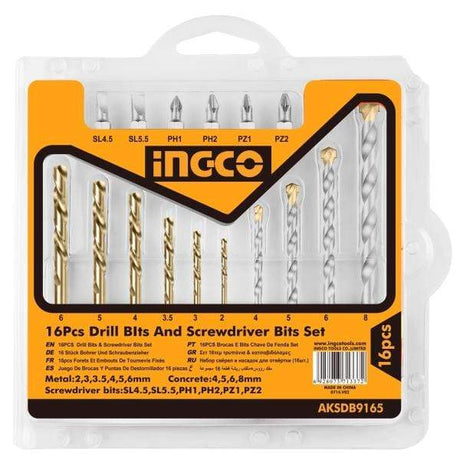 Ingco Drill Bits Ingco 16 Pieces Drill Bits & Screwdriver Bits Set - AKSDB9165