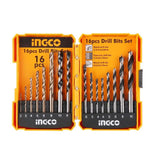 Ingco Drill Bits Ingco 16pcs Metal, Concrete And Wood Drill Bit Set - AKD9165