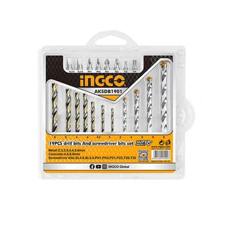 Ingco Drill Bits Ingco 19 Pieces Drill Bits & Screwdriver Bits Set - AKSDB1901