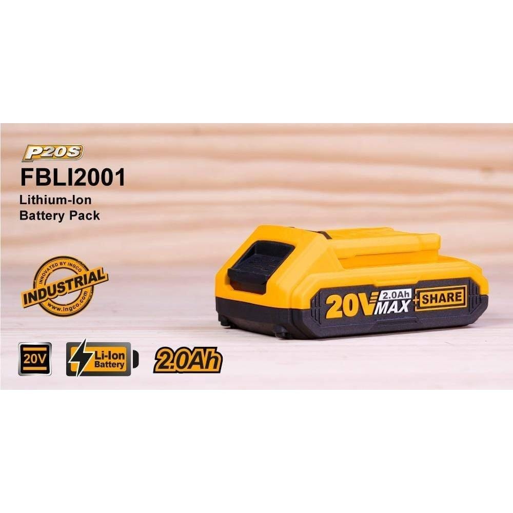 Ingco Batteries & Chargers Ingco 20V 2.0Ah Lithium-Ion Battery Pack - FBLI2001