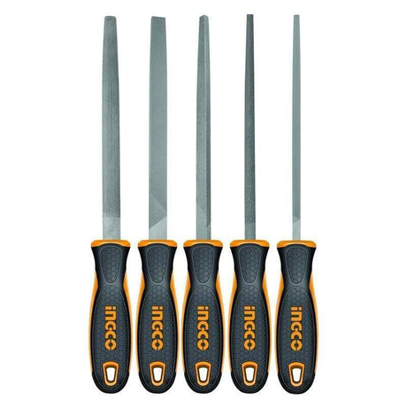 Ingco Chisels Files Planes & Punches Ingco 8" 5 Pieces Steel File Set - HKTFS0508