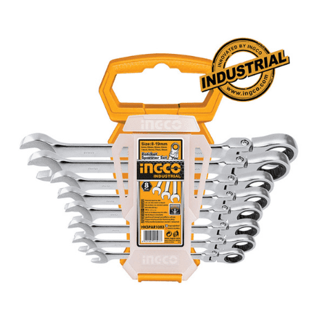 Ingco Wrenches Ingco 8 Pieces Flexible Ratchet Spanner Set 8-19mm - HKSPAR1083