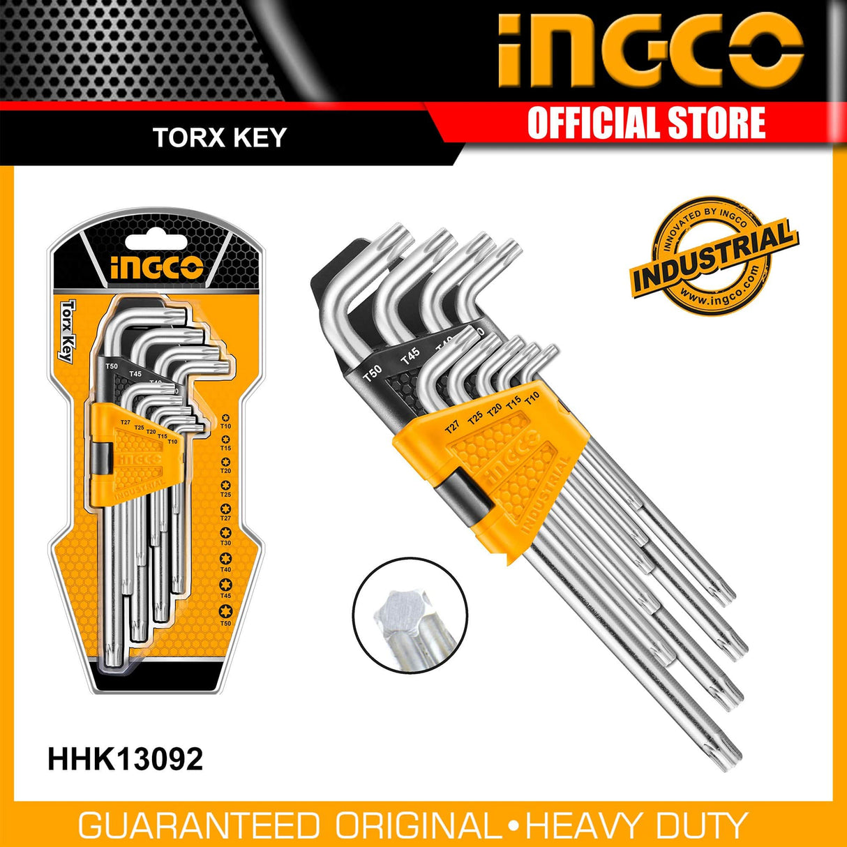 Ingco Sockets & Hex Keys Ingco Extra Long Arm 9 Pieces Torx Key Set - HHK13092