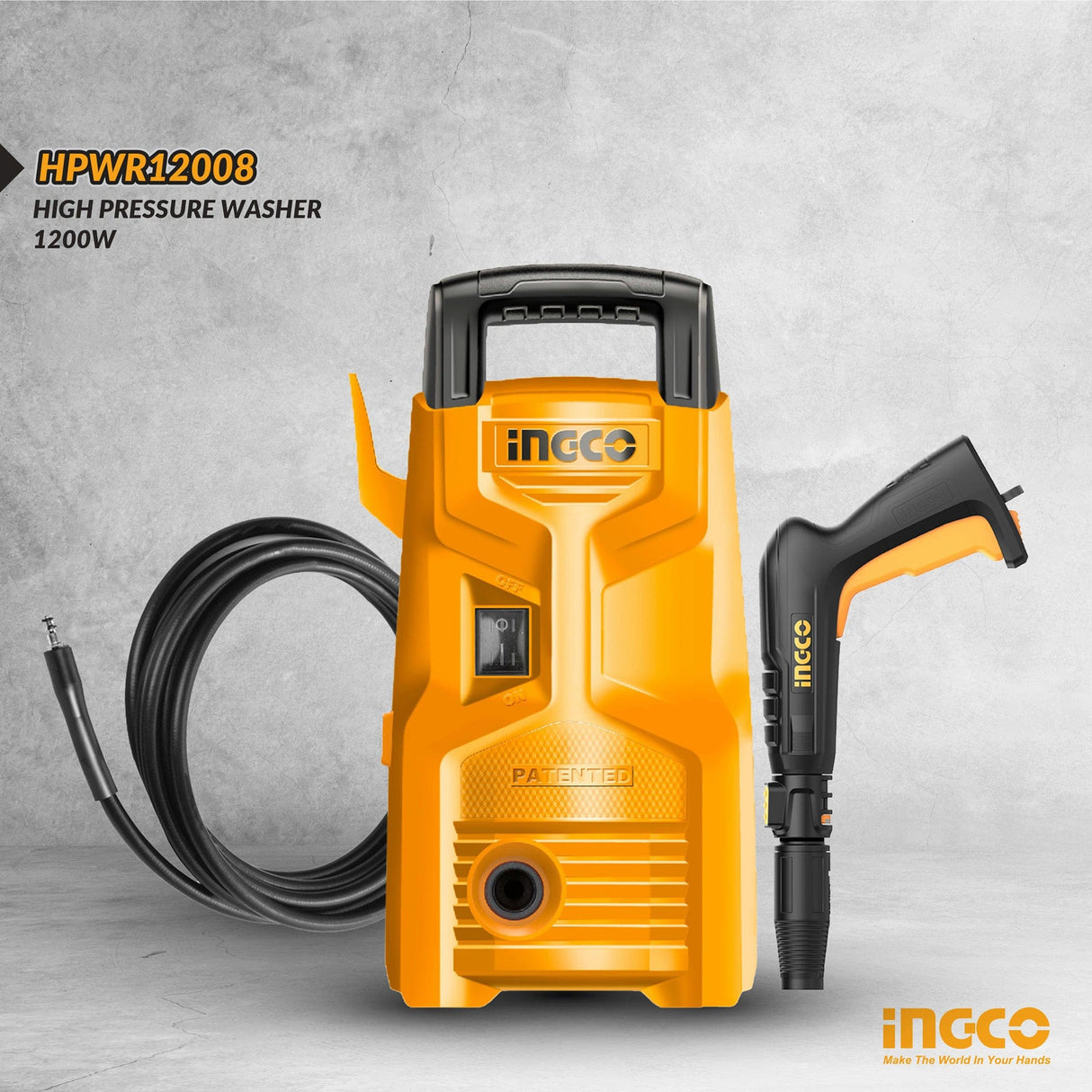 Ingco Pressure Washer Ingco High Pressure Washer 1200W 90Bar - HPWR12008