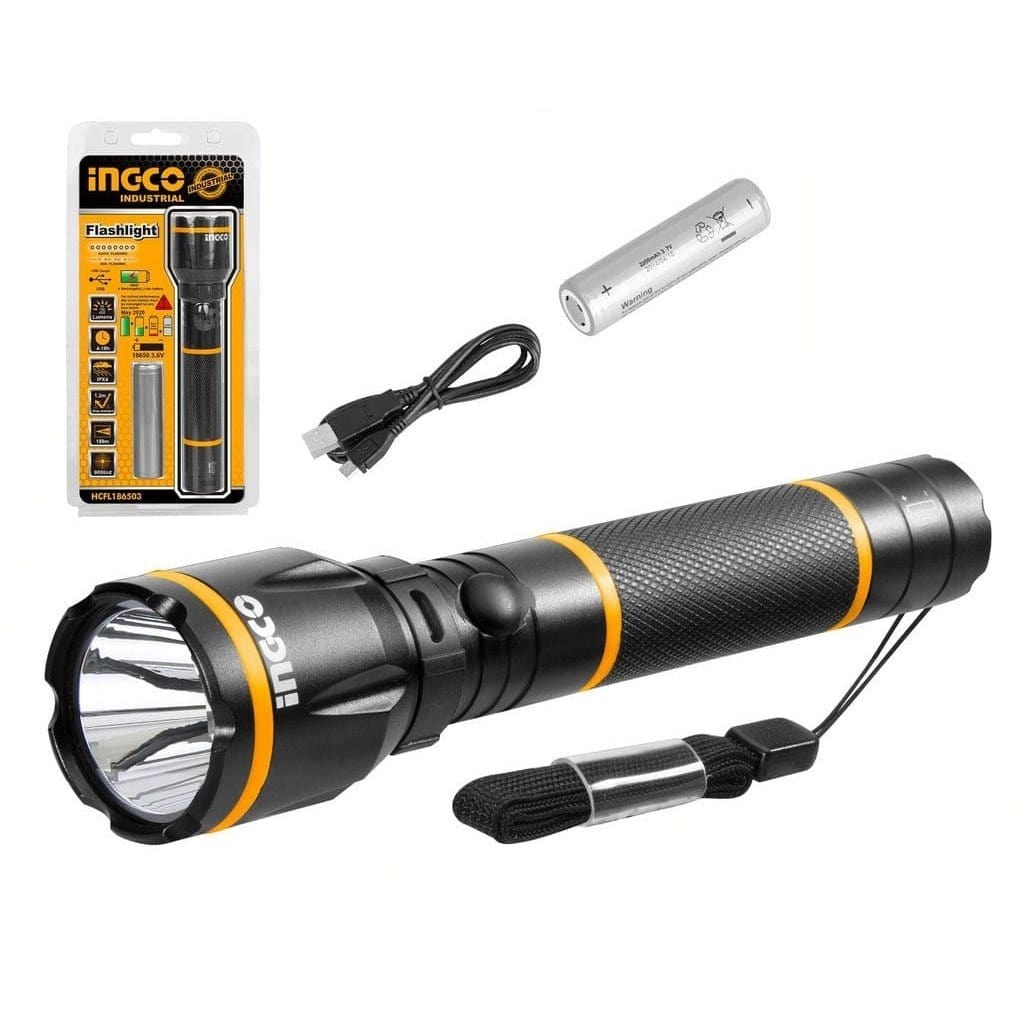 Ingco Specialty Safety Equipment Ingco Industrial Rechargeable LED Flashlight - HCFL186503