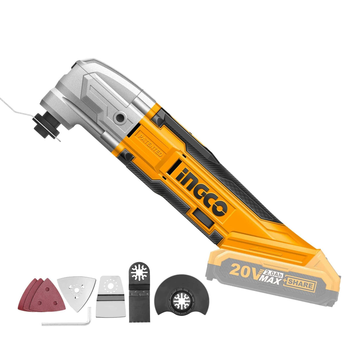 Ingco Rotary & Oscillating Tool Ingco Lithium-Ion Cordless Multi-Tool with Variable Speed with 8 pieces Accessories Set 20V 2.0Ah- CMLI2001