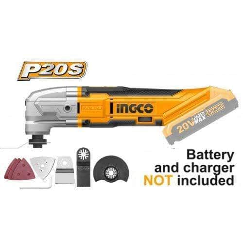 Ingco Rotary & Oscillating Tool Ingco Lithium-Ion Cordless Multi-Tool with Variable Speed with 8 pieces Accessories Set 20V 2.0Ah- CMLI2001
