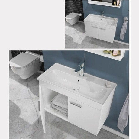 Isvea Bathroom Vanity & Cabinets Isvea Ece Banyo Rubino Floor Standing Vanity Unit 80cm with Mirror Unit