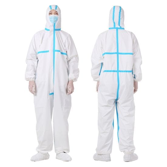 PPE Janitorial & Cleaning Disposable SMS Blue Stripe Safety Coverall