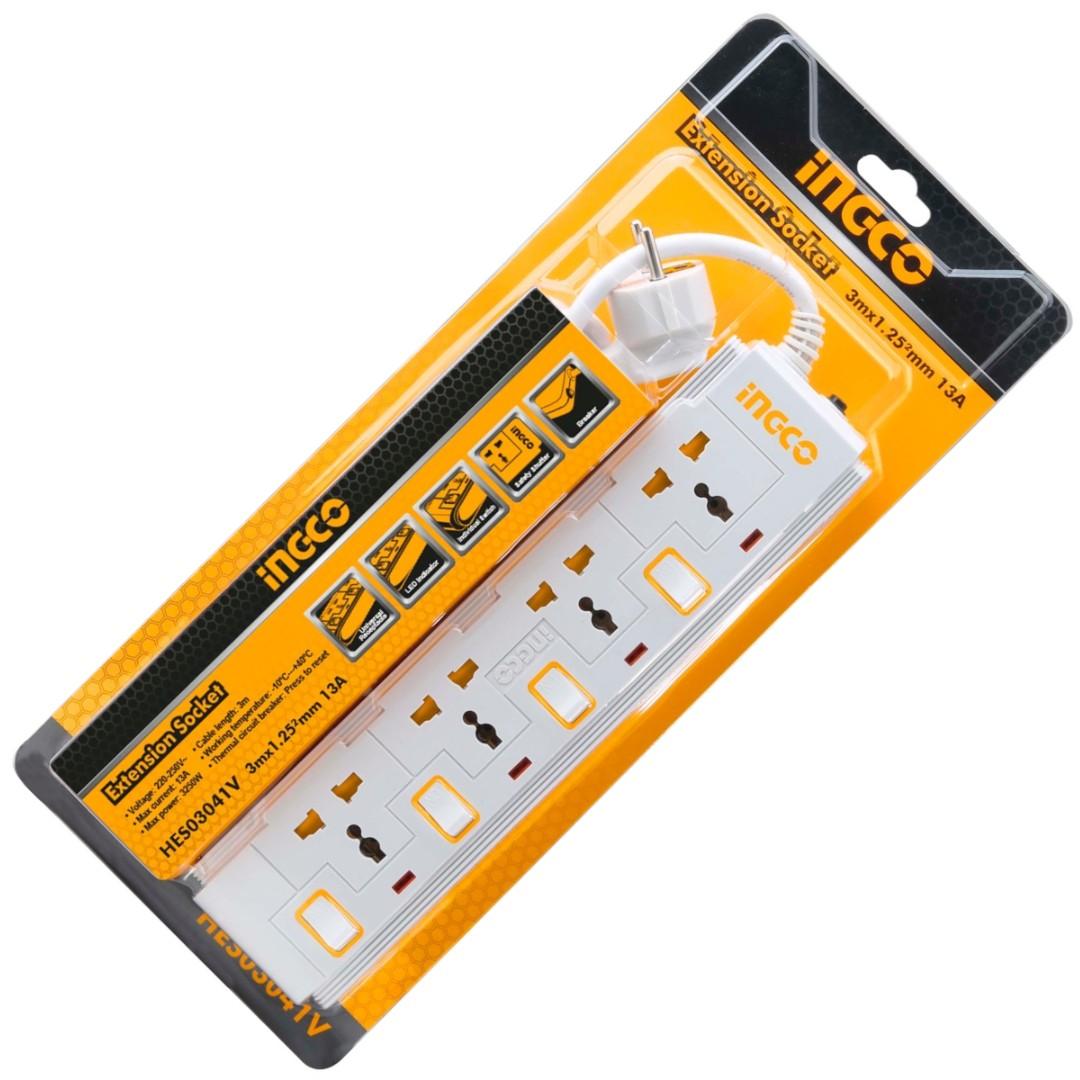 Ingco Power Extension Socket - HES03041V | Supply Master | Accra, Ghana Building Material Building Steel Engineering Hardware tool