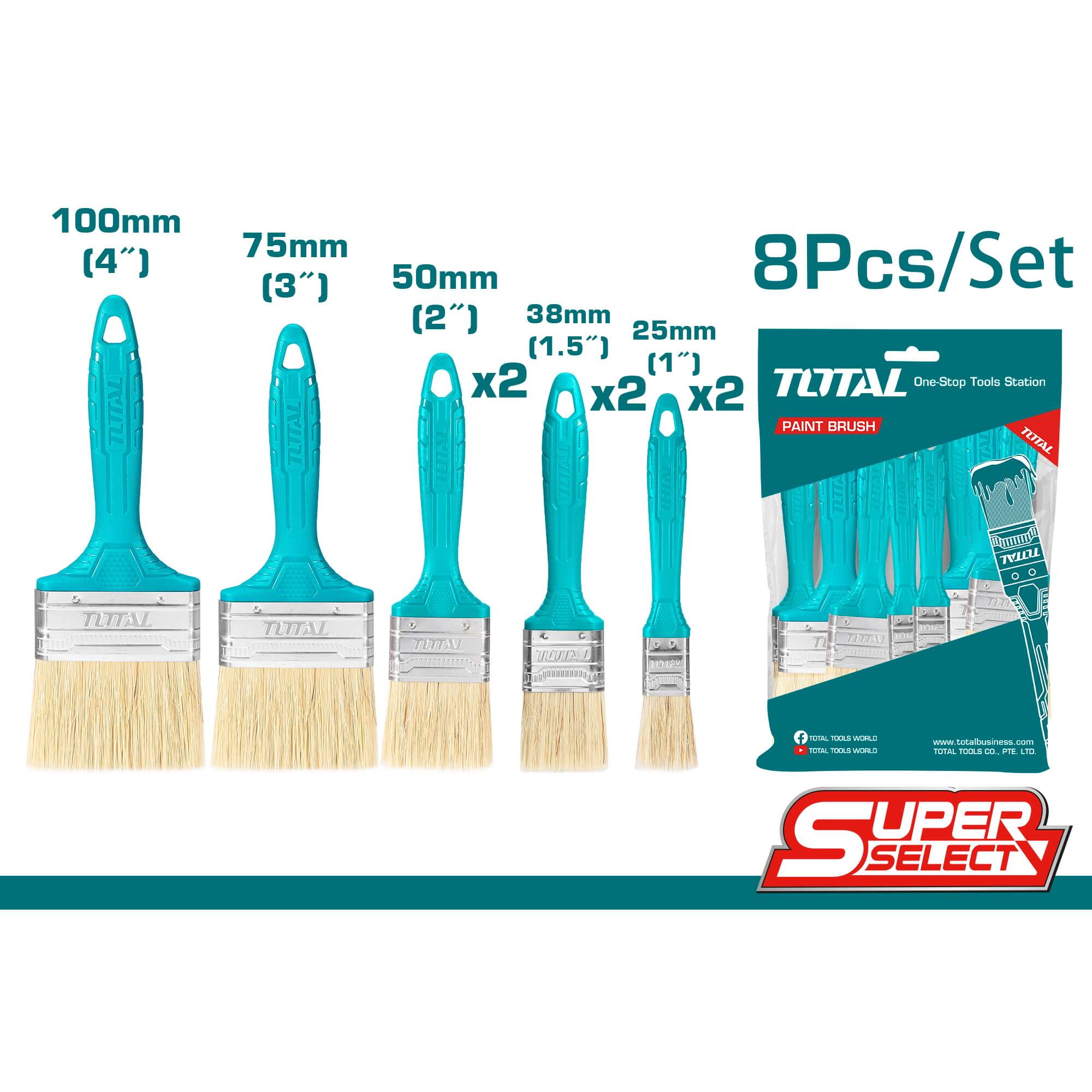 Total 8 Pieces Paint Brush Set - THT8450801 | Supply Master | Accra, Ghana Building Material Buy Tools hardware Building materials