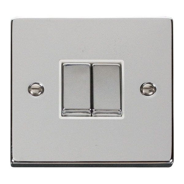 Click Deco 2 Gang 2 Way Switch Polished Chrome, White | Supply Master | Accra, Ghana Switches & Sockets Buy Tools hardware Building materials