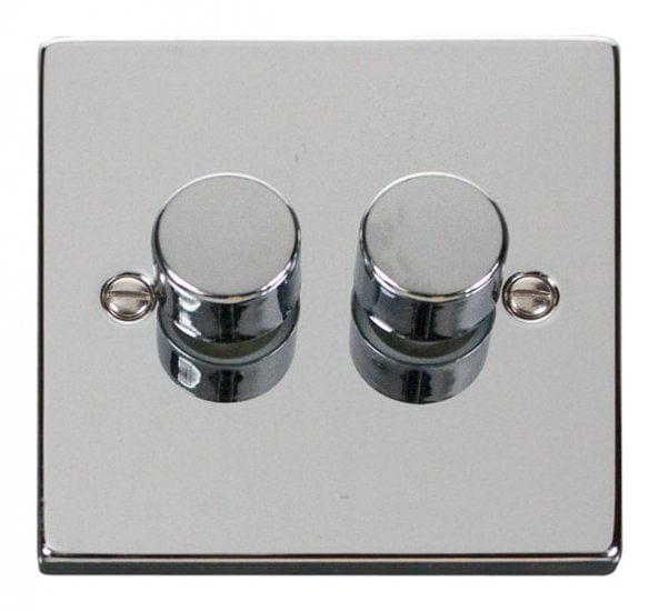 Click Deco Polished Chrome 2 Gang 2 Way 400W Dimmer Switch | Supply Master | Accra, Ghana Switches & Sockets Buy Tools hardware Building materials