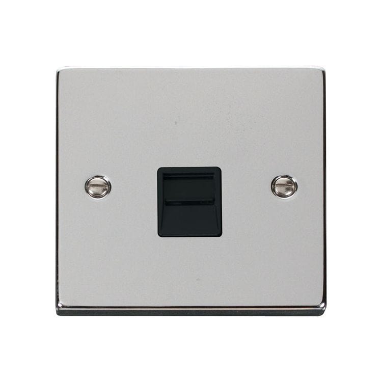 Click Deco Polished Chrome Single Telephone Socket Black Insert | Supply Master | Accra, Ghana Switches & Sockets Buy Tools hardware Building materials