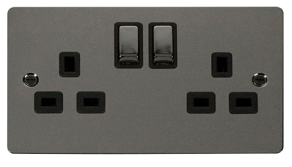 Click Define Black Nickel 13A Switched Double Socket | Supply Master | Accra, Ghana Switches & Sockets Buy Tools hardware Building materials