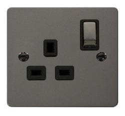 Click Define Flat Plate Black Nickel 13A Single Switched Socket | Supply Master | Accra, Ghana Switches & Sockets Buy Tools hardware Building materials
