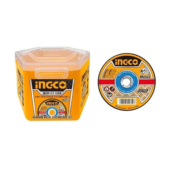 Ingco Abrasive INOX - Metal Cutting Disc 115 X 1.2mm Set 50pcs - MCD1211550 | Supply Master | Accra, Ghana Grinding & Cutting Wheels Buy Tools hardware Building materials