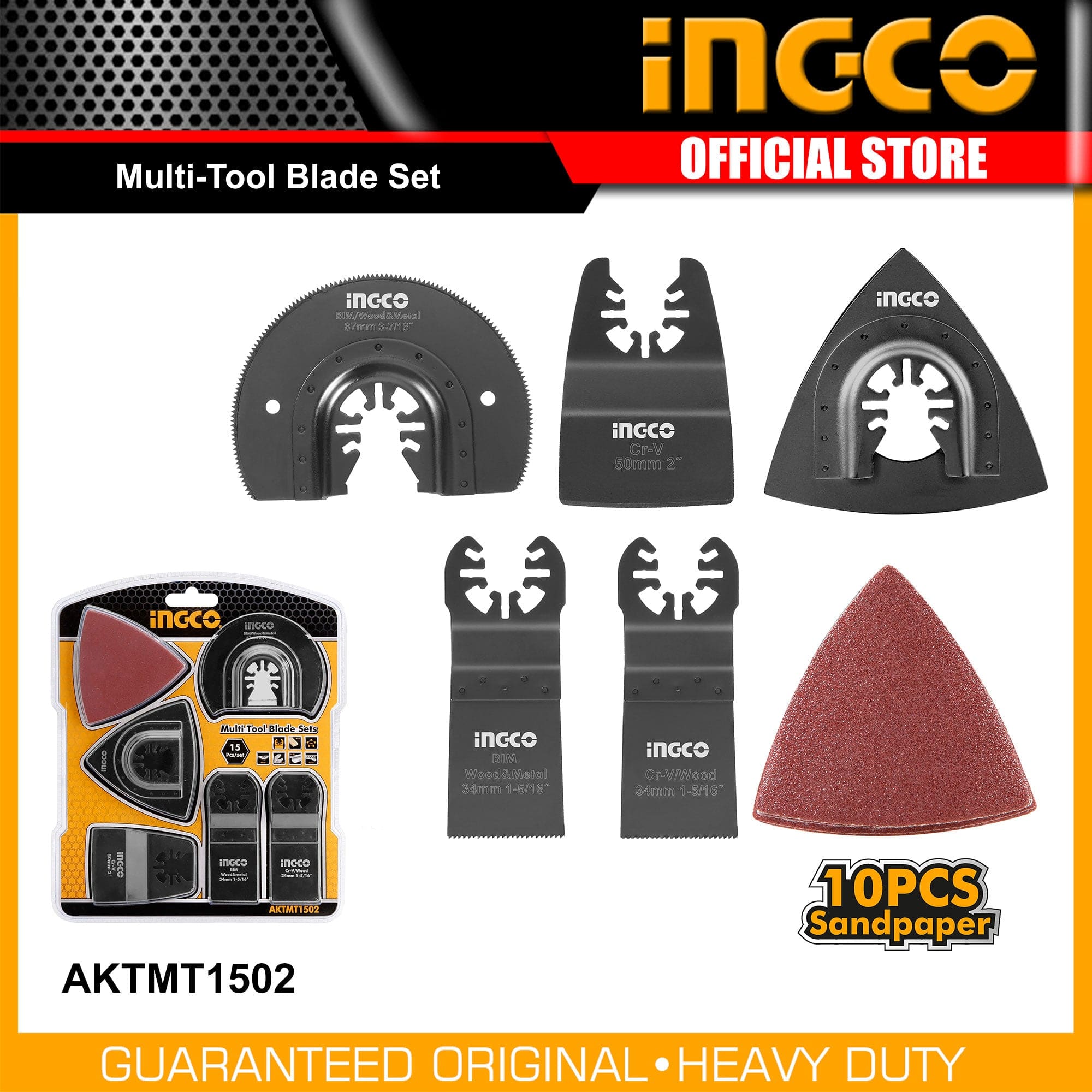 Ingco 15 Pieces Multi-Tool Blade Sets - AKTMT1502 | Supply Master | Accra, Ghana Oscillating Tool Accessories Buy Tools hardware Building materials