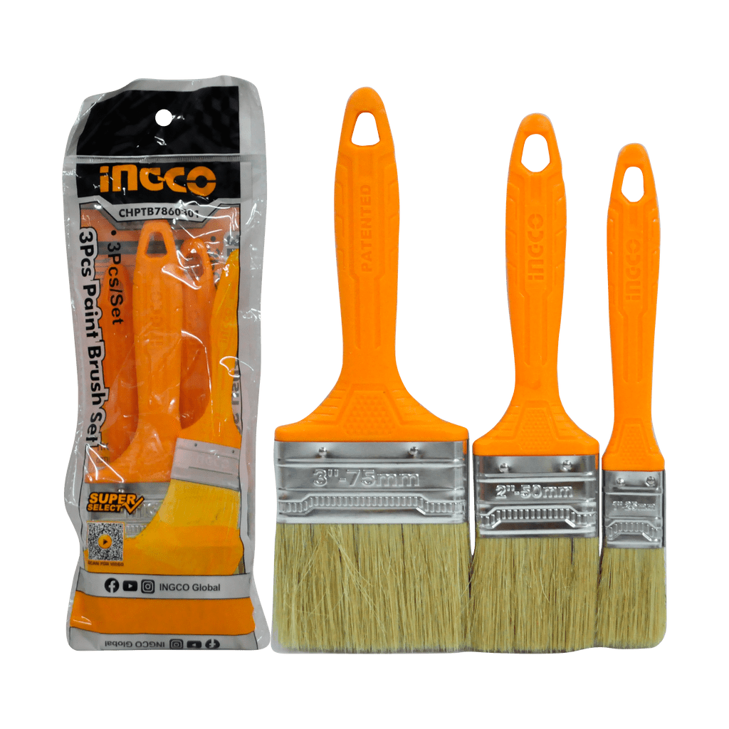 Ingco 3 Pieces Paint Brush Set - CHPTB7860301 | Supply Master | Accra, Ghana Paint Tools & Equipment Buy Tools hardware Building materials