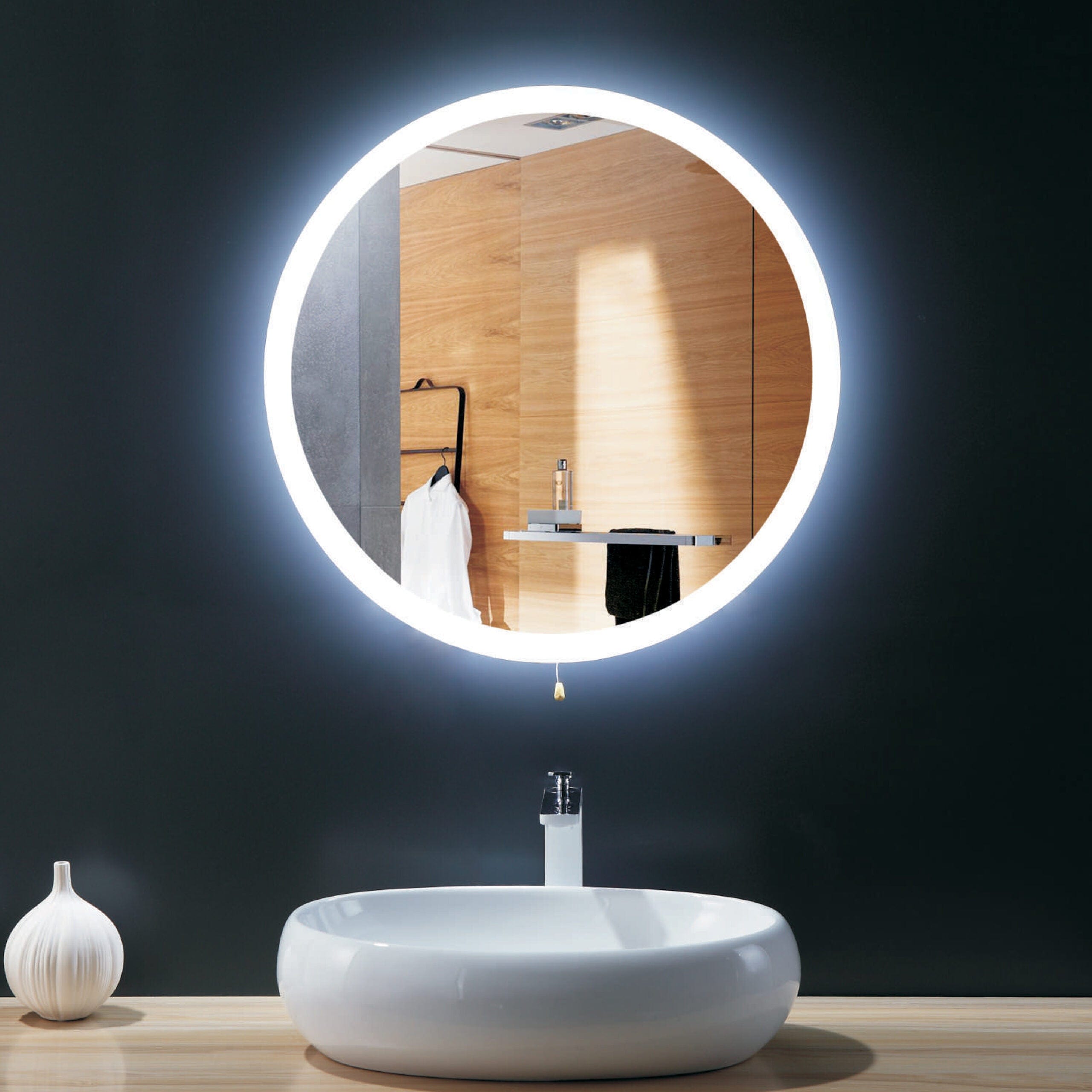 24" Round LED Bathroom Mirror with Steel Frame & Touch Button - CL065-1 | Supply Master | Accra, Ghana Shower Caddy & Mirror Buy Tools hardware Building materials