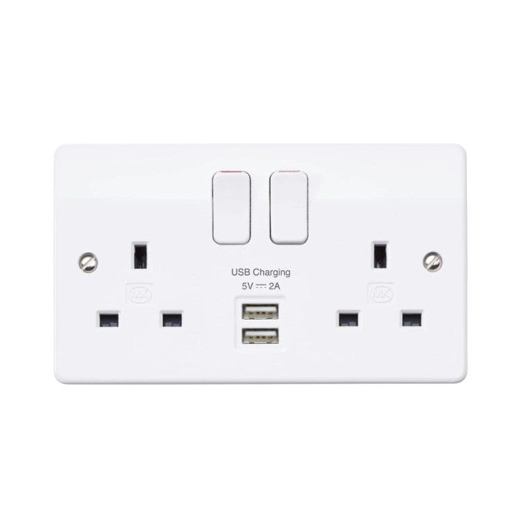 MK Electric 13A Double 2-Gang Socket with 2 USB | Supply Master | Accra, Ghana Switches & Sockets Buy Tools hardware Building materials