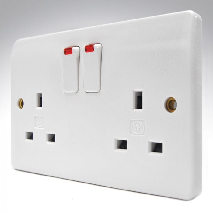 MK Electric 13A Double 2-Gang Socket with Neon | Supply Master | Accra, Ghana Switches & Sockets Buy Tools hardware Building materials
