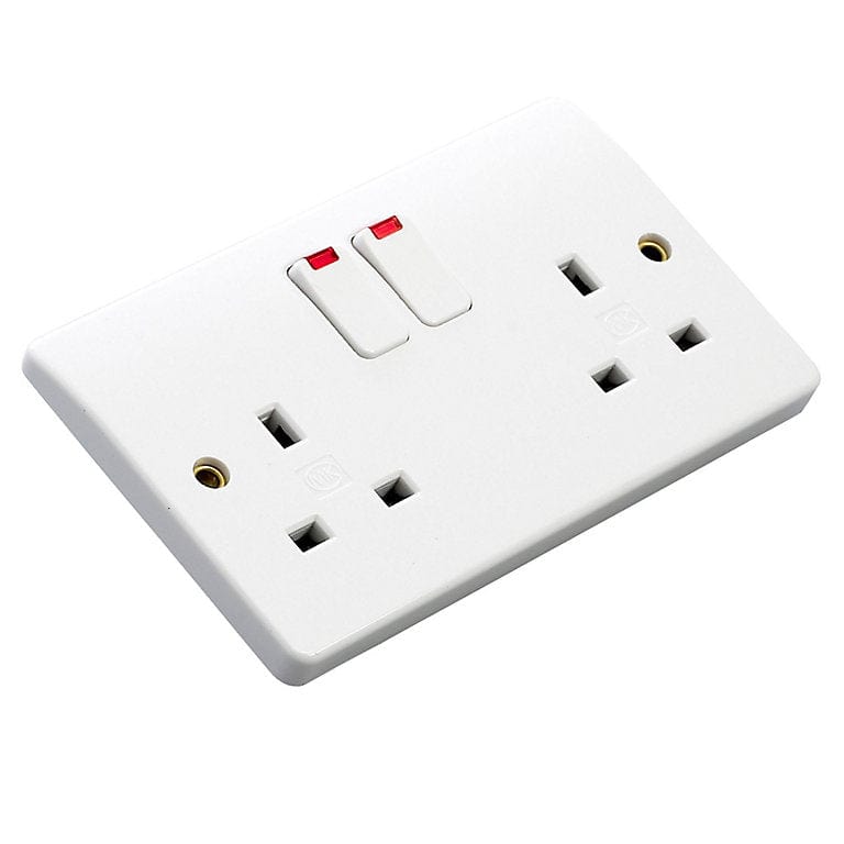 MK Electric 13A Double 2-Gang Socket with Neon | Supply Master | Accra, Ghana Switches & Sockets Buy Tools hardware Building materials