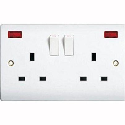 RR Kabel 13A Double Socket Outlet with Neon | Supply Master | Accra, Ghana Switches & Sockets Buy Tools hardware Building materials