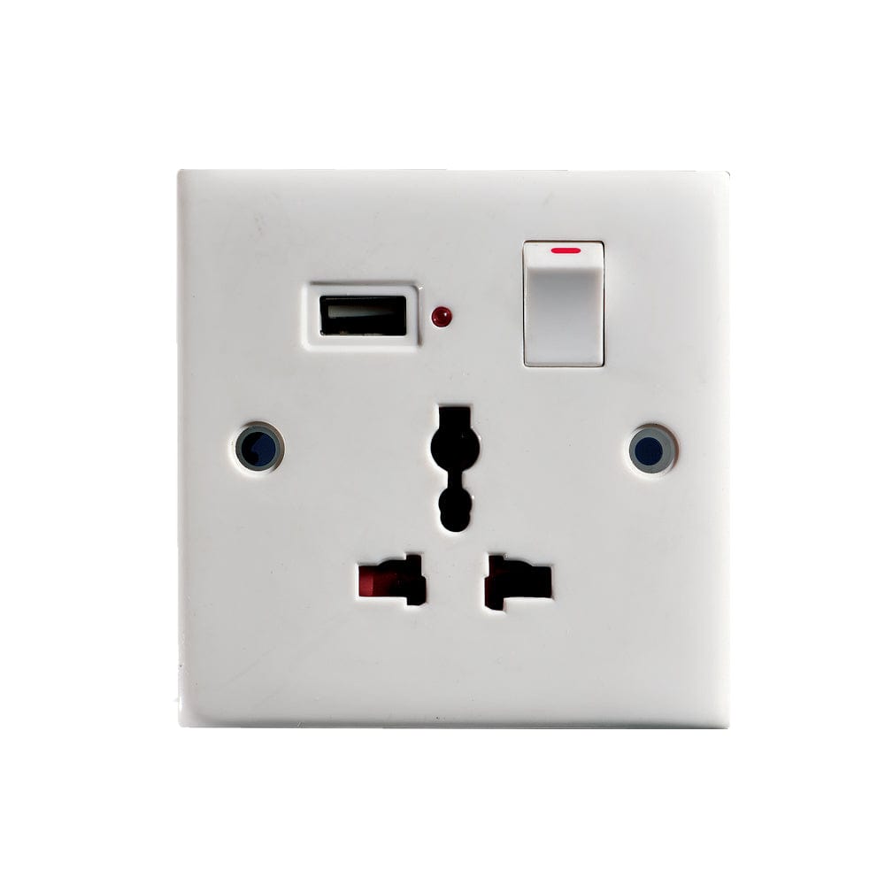 RR 13A Single Socket Outlet with One USB | Supply Master | Accra, Ghana Switches & Sockets Buy Tools hardware Building materials