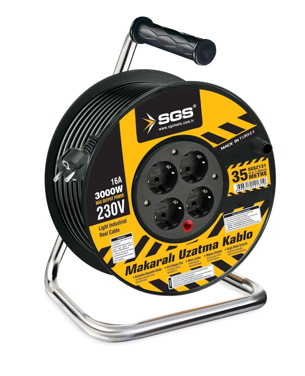 SGS 50m Roller Extension Cable Reel 3 x 1.5mm 2-Pins - SGS2132 | Supply Master | Accra, Ghana Extension Cords & Accessories Buy Tools hardware Building materials