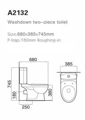 Two-piece Washdown Water Closet S-Trap 680 x 385 x 745mm - A2132  | Supply Master | Accra, Ghana Toilet & Urinal Buy Tools hardware Building materials