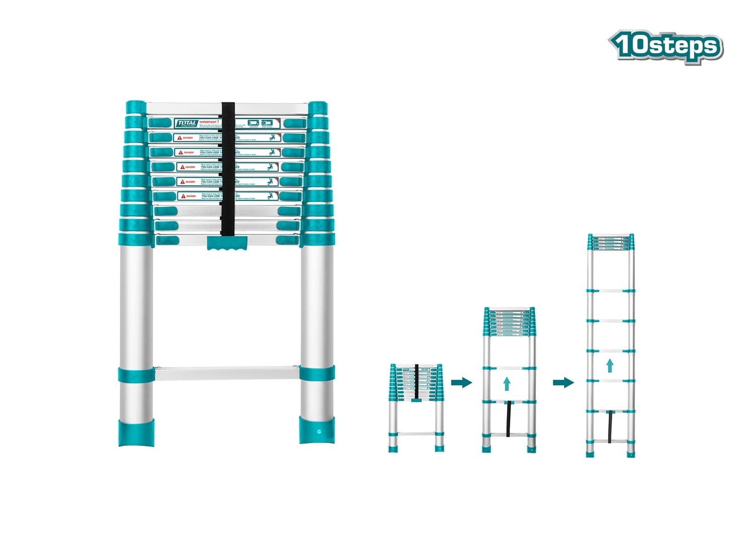 Total Telescopic Ladder 10 Steps - THLAD08101 | Supply Master | Accra, Ghana Ladder Buy Tools hardware Building materials
