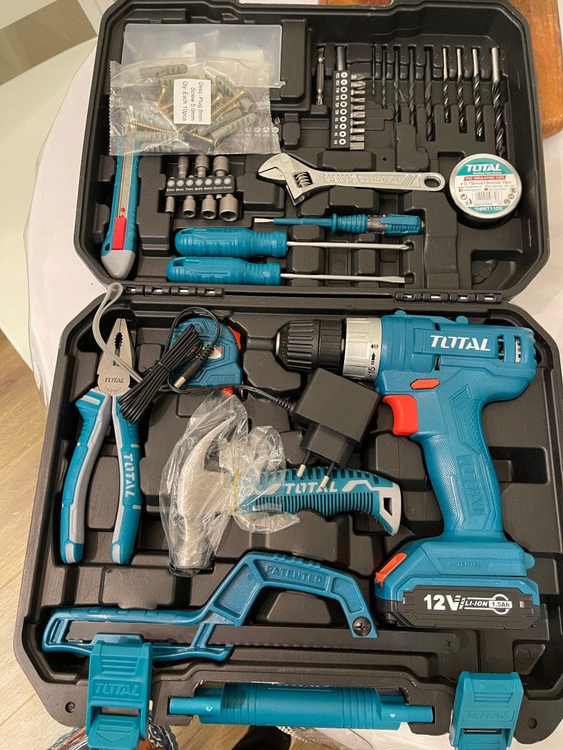 Total 128 Pieces Tool Set with 12V Li-ion Cordless Drill - THKTHP11282 | Supply Master | Accra, Ghana Tool Set Buy Tools hardware Building materials