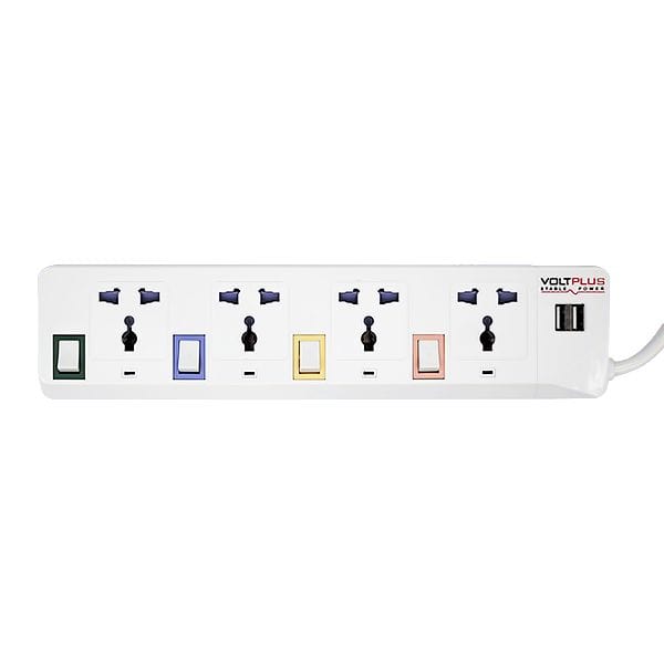 Voltplus 4-Way Extension Socket 2M with Switches and USB Slot | Supply Master | Accra, Ghana Extension Cords & Accessories Buy Tools hardware Building materials