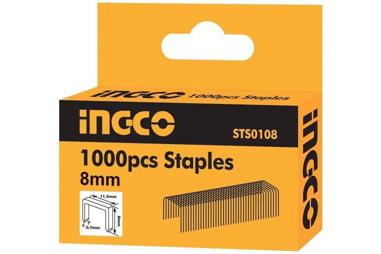Ingco 1000 Pieces Staples Size 10x11.3x0.7mm  - STS0110 | Supply Master | Accra, Ghana Hardware Building Steel Engineering Hardware tool