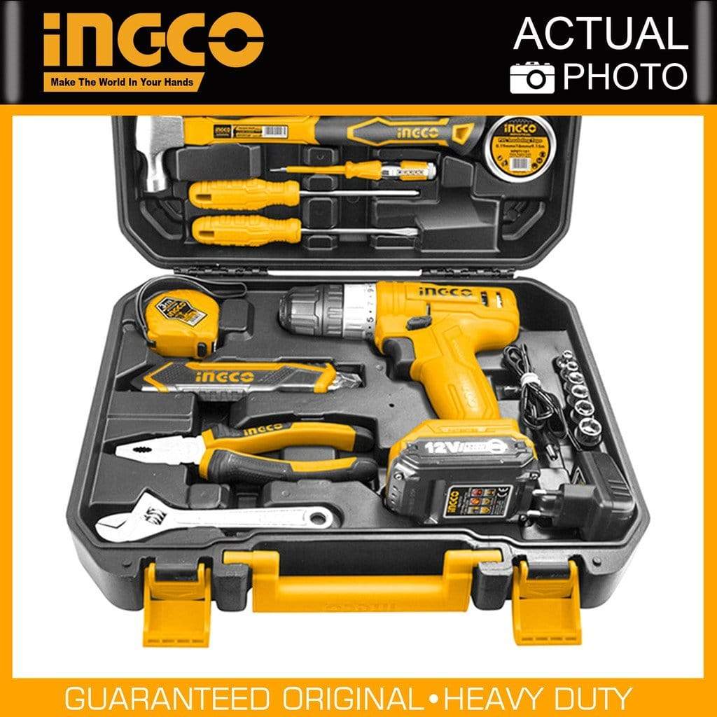 Ingco 127 Pieces Tools Set with 12V Li-ion Cordless Drill - HKTHP11271 | Supply Master | Accra, Ghana Tools Building Steel Engineering Hardware tool