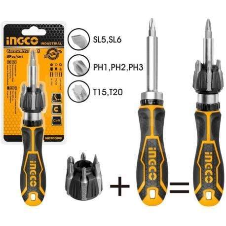 Ingco 8 Pieces Ratchet Screwdriver Set - AKISD0808 | Supply Master | Accra, Ghana Tools Building Steel Engineering Hardware tool