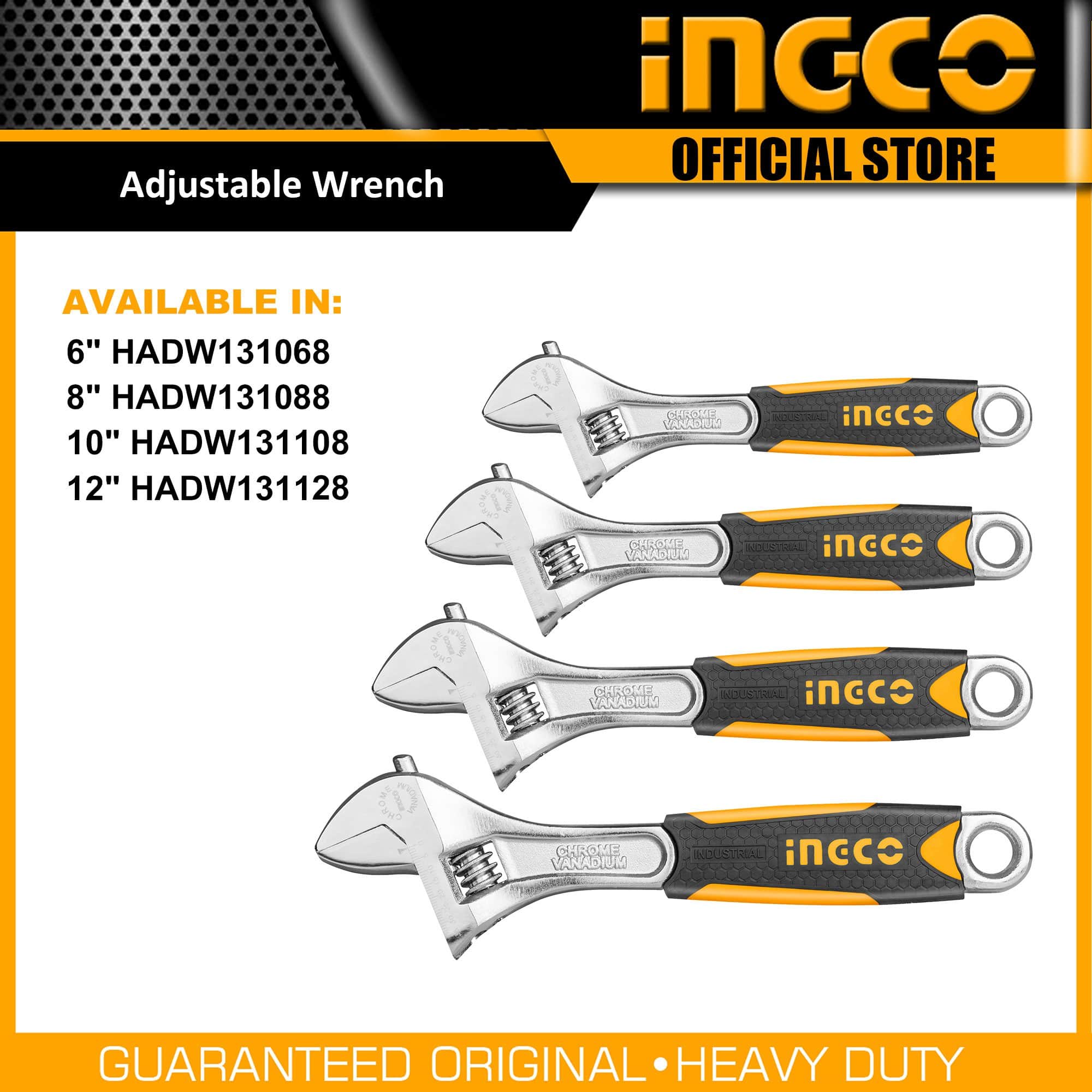 Ingco Adjustable Wrench CRV - 8", 10" & 12"