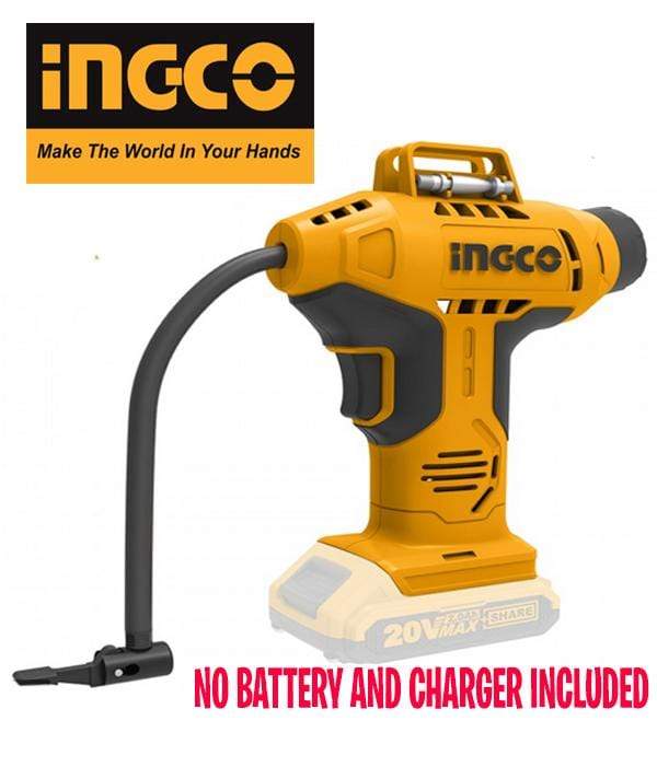 Ingco Lithium-Ion Cordless Auto Air Compressor 20V - CACLI2001 | Supply Master | Accra, Ghana Tools Without Battery & Charger Building Steel Engineering Hardware tool