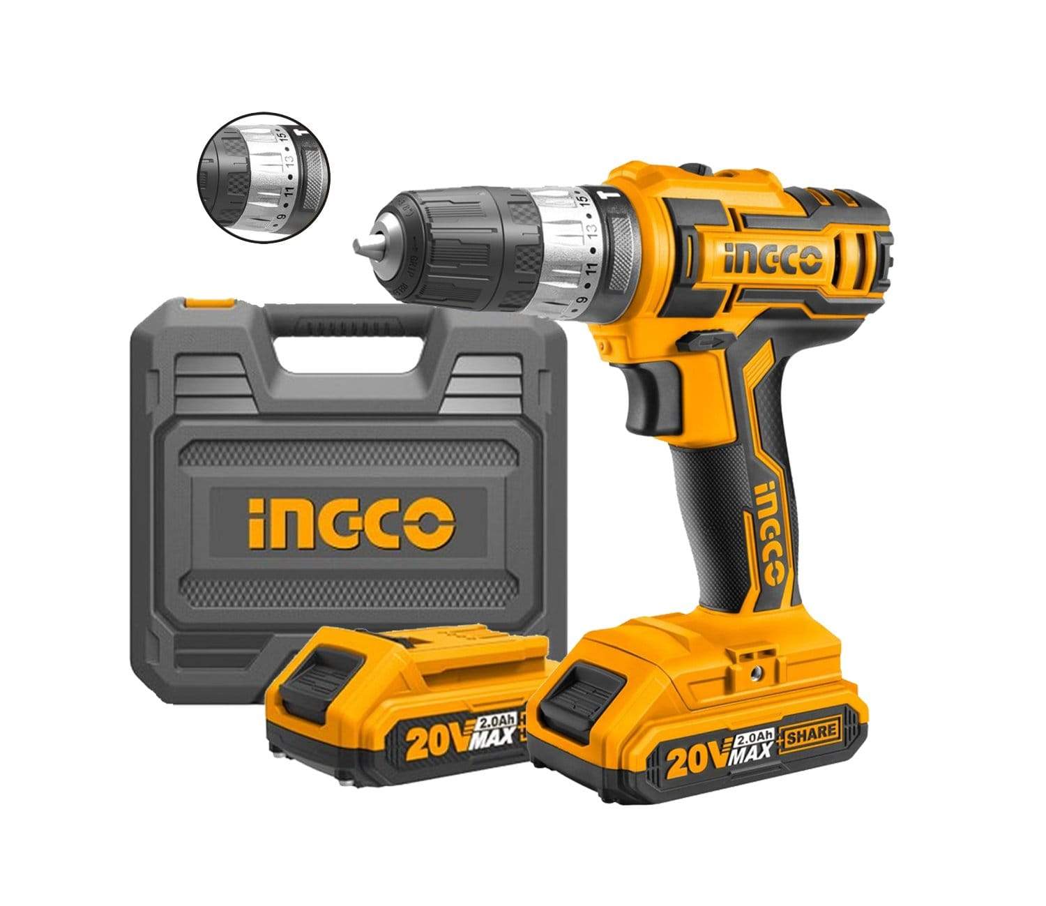 Ingco Lithium-Ion Cordless Hammer Impact Drill with Two 20V Batteries - CIDLI200215 | Supply Master | Accra, Ghana Tools Building Steel Engineering Hardware tool