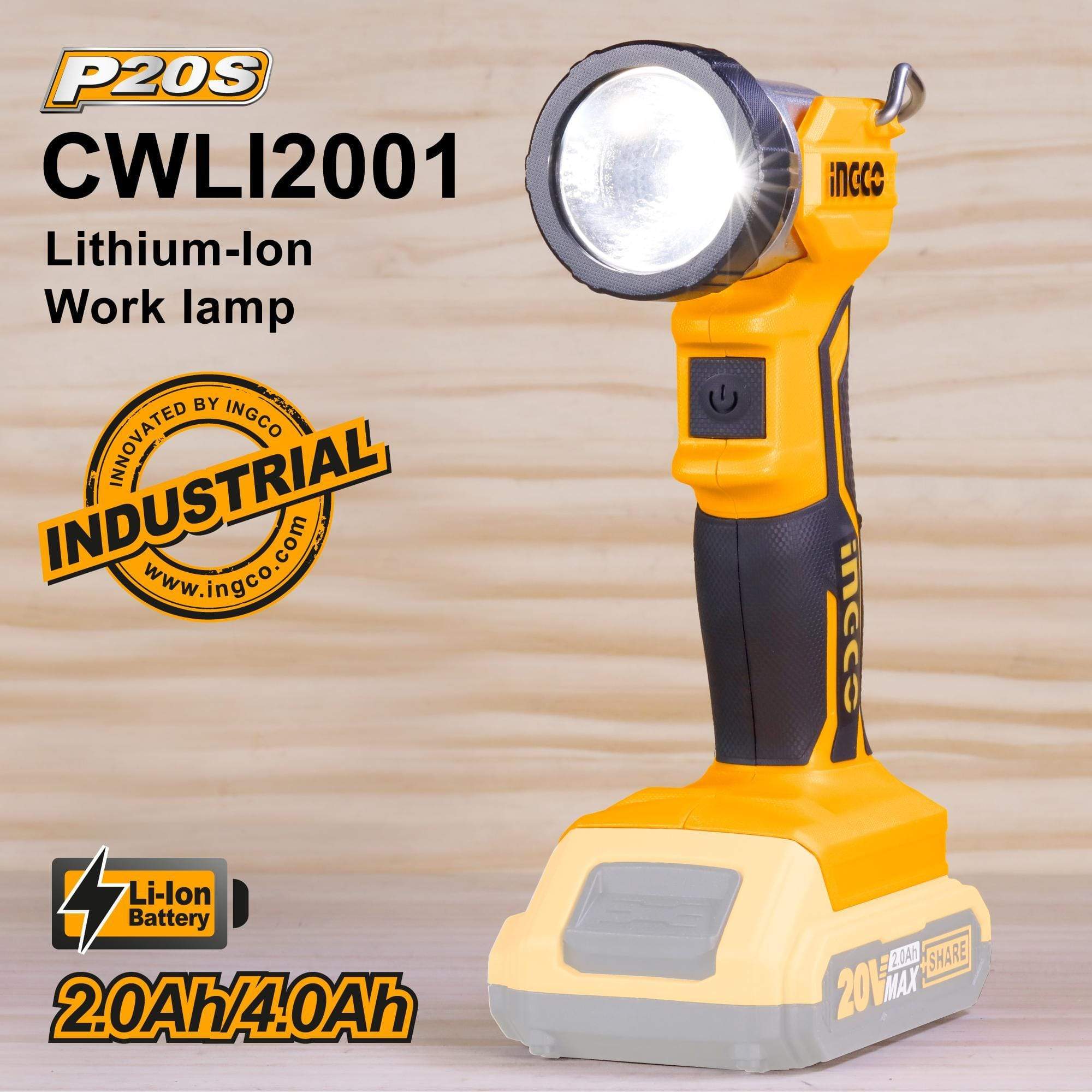 Ingco Lithium-Ion Cordless Portable Work Lamp 20V - CACLI2002 | Supply Master | Accra, Ghana Tools Building Steel Engineering Hardware tool
