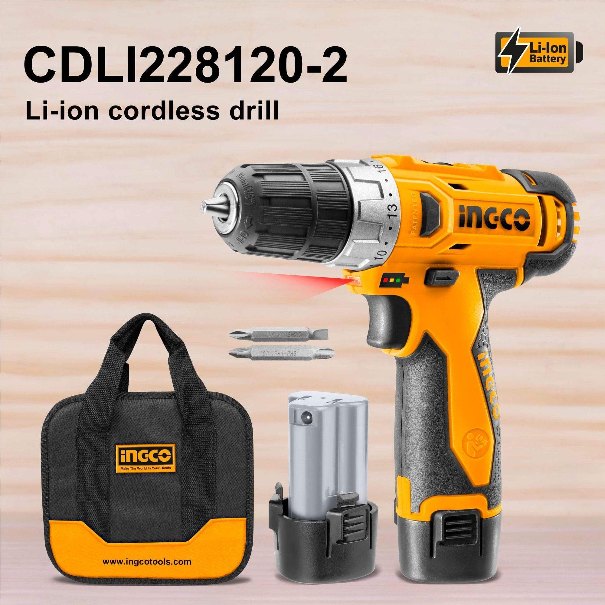 Ingco Lithium - lon Cordless Drill 12v - CDLI228120 | Supply Master | Accra, Ghana Tools Building Steel Engineering Hardware tool