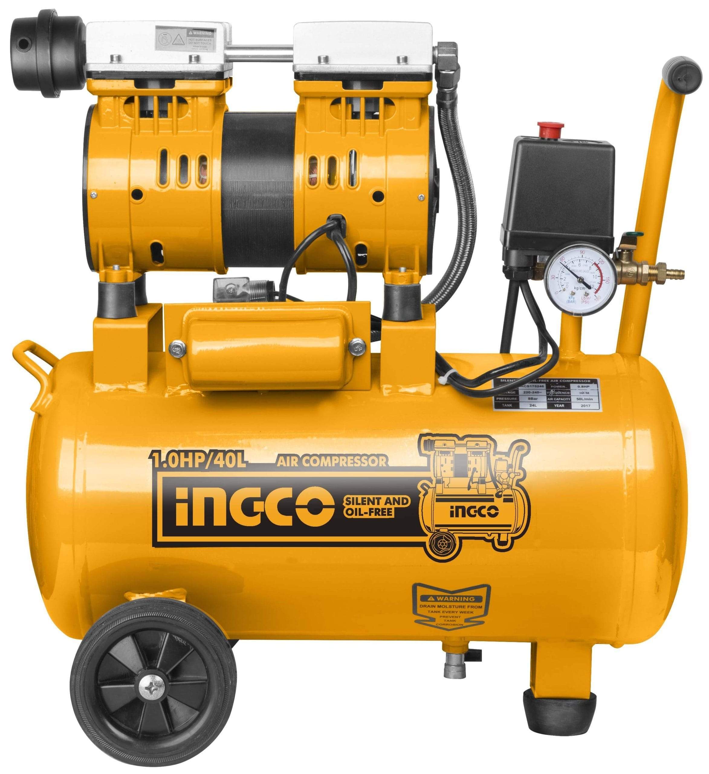 Ingco Silent And Oil Free Air Compressor 1.0HP 40L - ACS175406 | Supply Master | Accra, Ghana Tools Building Steel Engineering Hardware tool