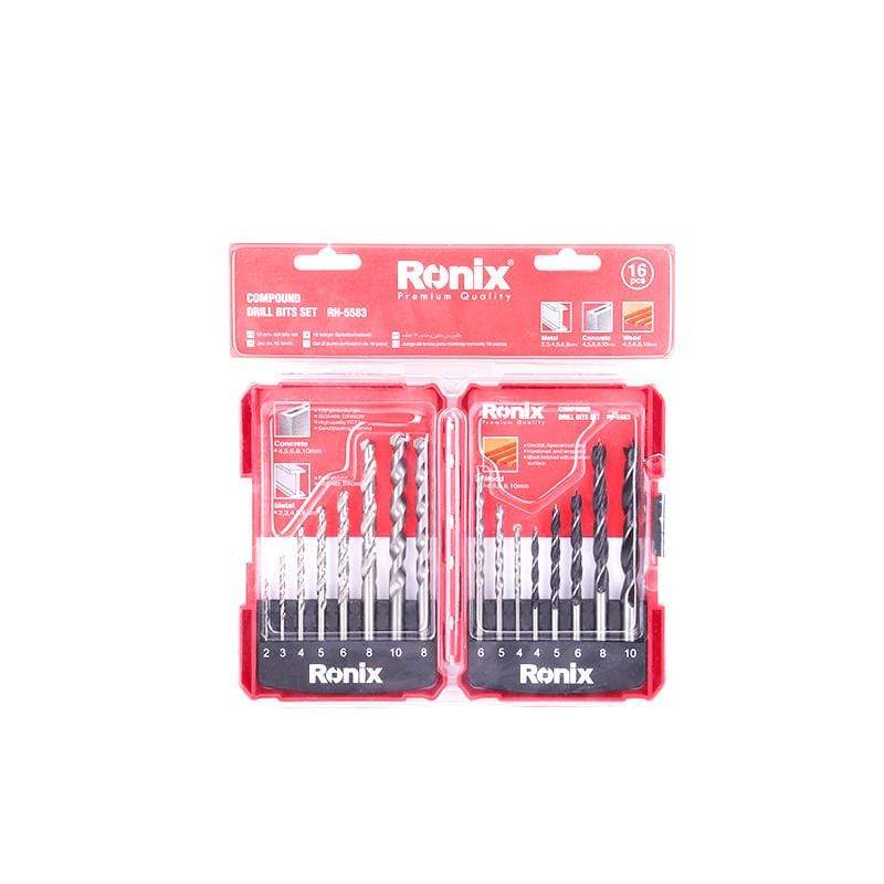Ronix 16 Pieces Compound Metal, Concrete And Wood Drill Bit Set - RH-5583 | Supply Master | Accra, Ghana Tools Building Steel Engineering Hardware tool