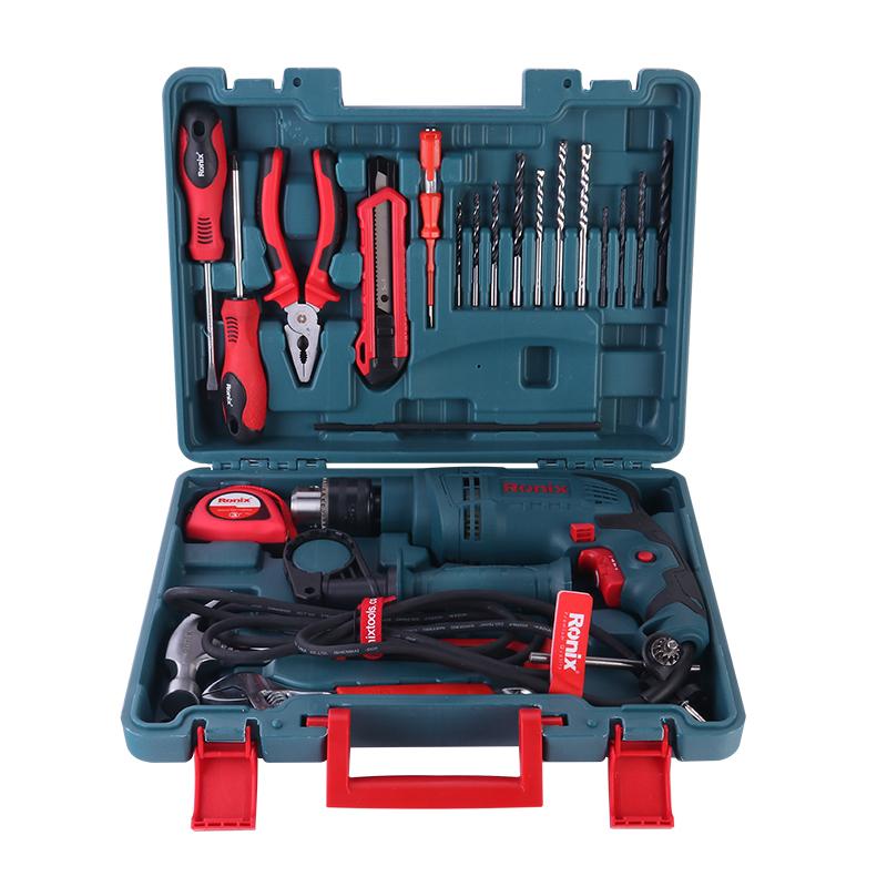 Ronix 22 Pieces Tool Set with 650W Hammer Impact Drill - RS-0001 | Supply Master | Accra, Ghana Tools Building Steel Engineering Hardware tool