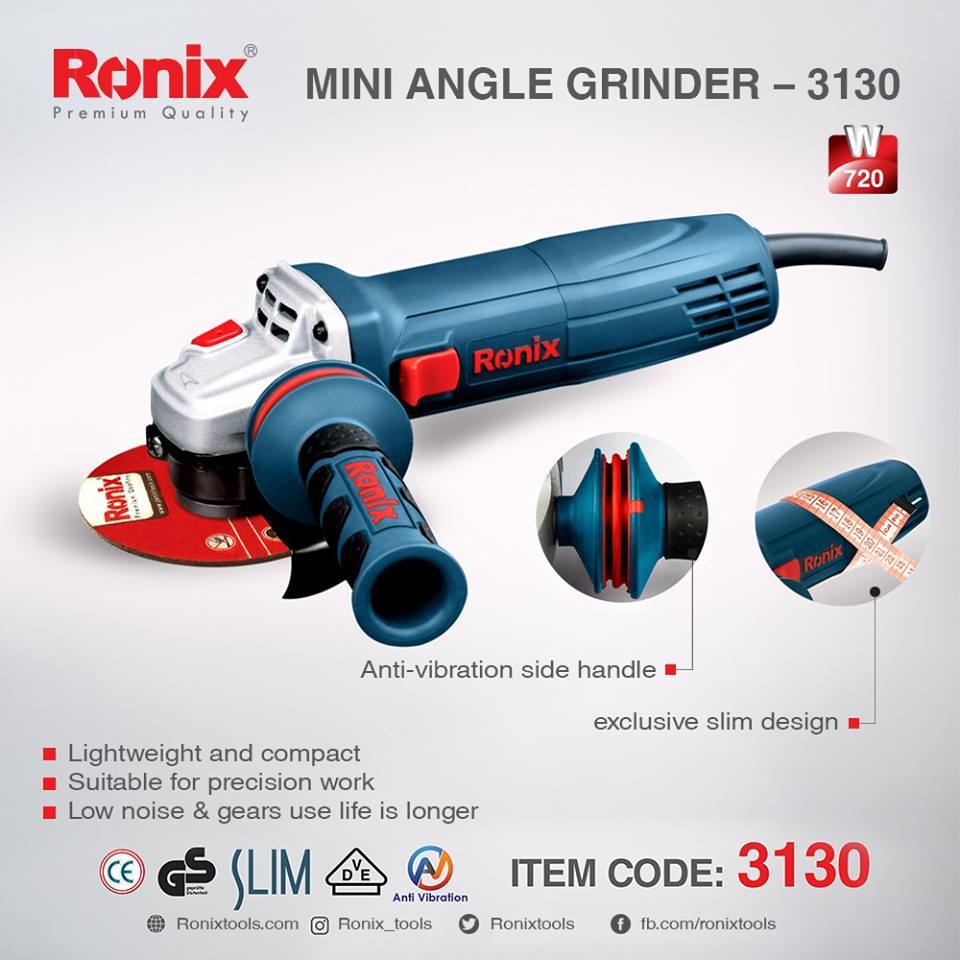 Ronix 4.5"/115mm Mini Angle Grinder 720W - 3130 | Supply Master | Accra, Ghana Tools Building Steel Engineering Hardware tool